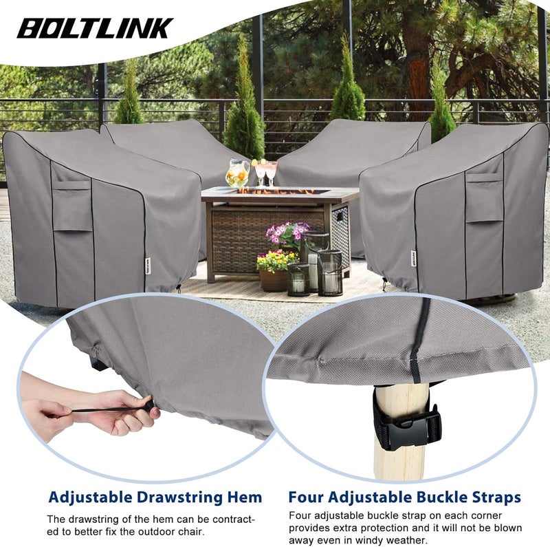 BOLTLINK Patio Chair Covers Waterproof, Heavy Duty Outdoor Furniture Covers Fits up to 33W x 34D x 31H inches -2 Pack - Image 4